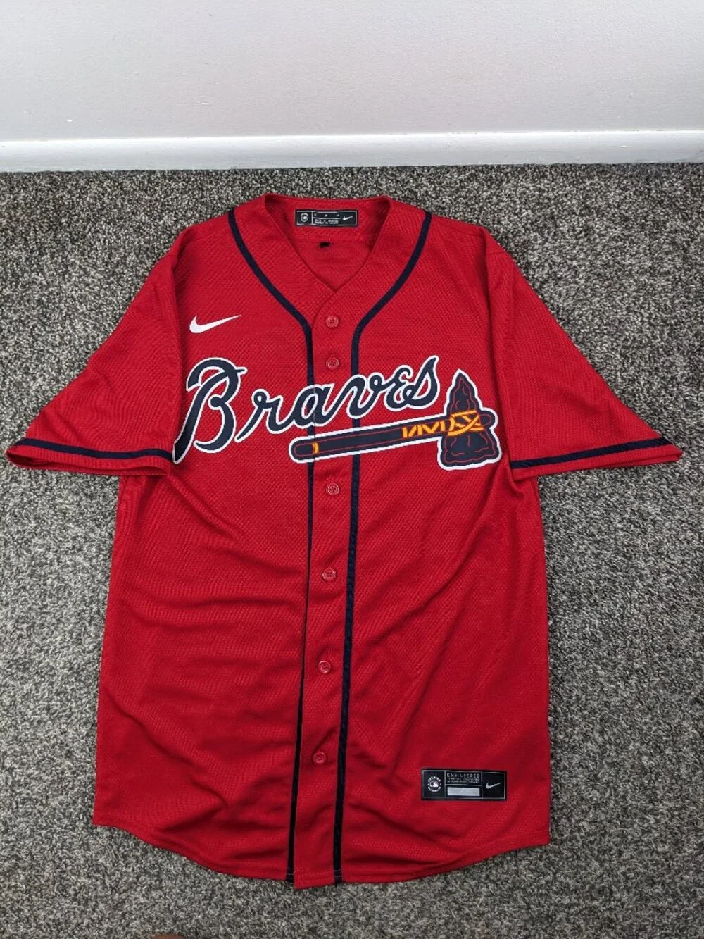 2021 Ronald Acuna Jr Atlanta Braves Jersey Nike Alternate Red Sewn Mens Small